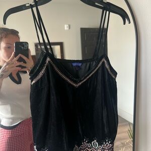Aeropostale Black Embellished Camisole with Spaghetti Straps